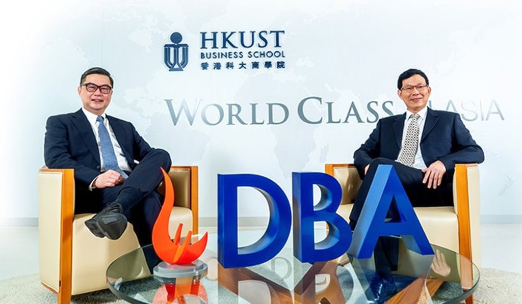 “Our aim is to nurture talent in applied business research and expose them to all the latest developments,” say Dean TAM Kar Yan (left) and DBA Program Academic Director Prof ZHENG Shaohui of the HKUST Business School. “Our aim is to nurture talent in applied business research and expose them to all the latest developments,” say Dean TAM Kar Yan (left) and DBA Program Academic Director Prof ZHENG Shaohui of the HKUST Business School.