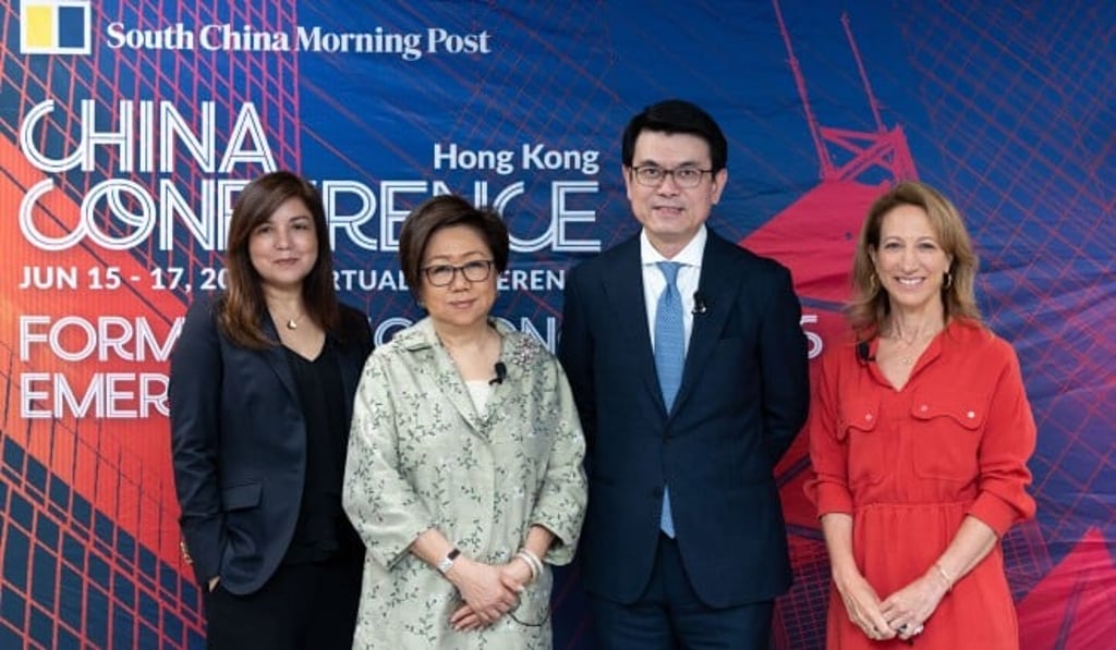 (L-R) (Moderator) Zuraidah Ibrahim, Executive Managing Editor, South China Morning Post; Laura M Cha, GBM, GBS, JP, Chairman, Hong Kong Exchanges and Clearing Ltd; The Hon. Edward Yau Tang-wah, GBS, JP, Secretary for Commerce and Economic Development, Government of the Hong Kong Special Administrative Region; and Tara Joseph, President, American Chamber of Commerce in Hong Kong (L-R) (Moderator) Zuraidah Ibrahim, Executive Managing Editor, South China Morning Post; Laura M Cha, GBM, GBS, JP, Chairman, Hong Kong Exchanges and Clearing Ltd; The Hon. Edward Yau Tang-wah, GBS, JP, Secretary for Commerce and Economic Development, Government of the Hong Kong Special Administrative Region; and Tara Joseph, President, American Chamber of Commerce in Hong Kong