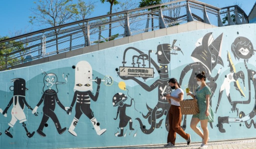 The Freespace Mural featuring quirky characters from the weird and wonderful AtomicAttack land is an Instagram hotspot.