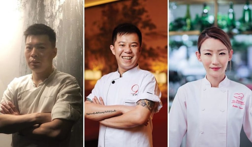 From left to right: PIIN Wine Restaurant’s chef Yip Chi-sum; Chef Kwan Kwok-tung at Nove at the Fringe; Restaurateur and chef Esther Sham. From left to right: PIIN Wine Restaurant’s chef Yip Chi-sum; Chef Kwan Kwok-tung at Nove at the Fringe; Restaurateur and chef Esther Sham.