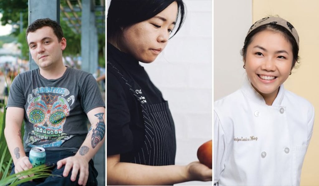 From left to right: Restaurateur Nikolai Smirnoff recently opened retro bar Graceland; Pastry chef Jessica Chow from Bien Caramélisé; MOTD pastry chef Juniper Wong. From left to right: Restaurateur Nikolai Smirnoff recently opened retro bar Graceland; Pastry chef Jessica Chow from Bien Caramélisé; MOTD pastry chef Juniper Wong.
