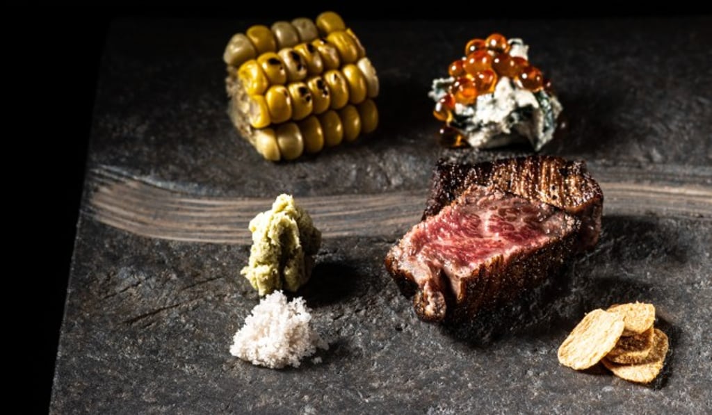 Grilled A4 Miyasaki Wagyu with Bamboo Shoot.