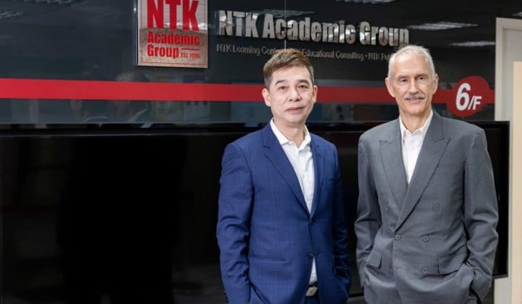 The Founder and the Managing Director of NTK, Mr T. K. Eric Ng (left) and the Director of Mathematics and Science, Mr. David Ollerearnshaw. The Founder and the Managing Director of NTK, Mr T. K. Eric Ng (left) and the Director of Mathematics and Science, Mr. David Ollerearnshaw.