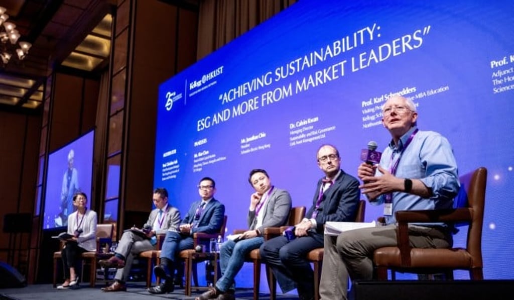 Professor Kay Stice (right) takes part in a panel discussion on environmental, social and corporate governance during last month’s Kellogg-HKUST EMBA 25th Anniversary Management Conference held in Hong Kong.
