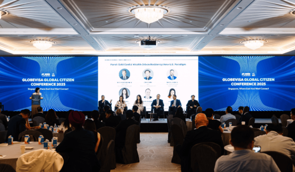 Globevisa CEO Henry Fan speaking at the GGCC 2025. Source: Globevisa Group Globevisa CEO Henry Fan speaking at the GGCC 2025. Source: Globevisa Group