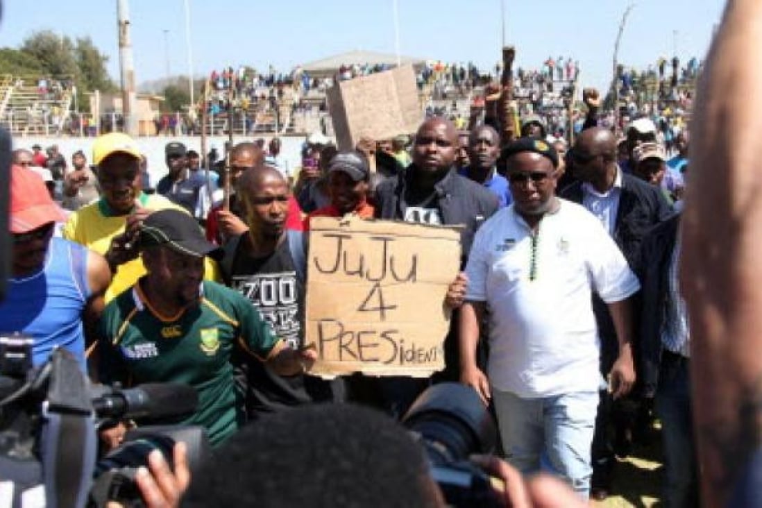 South African mine workers protesting earlier this month. Photo: AFP