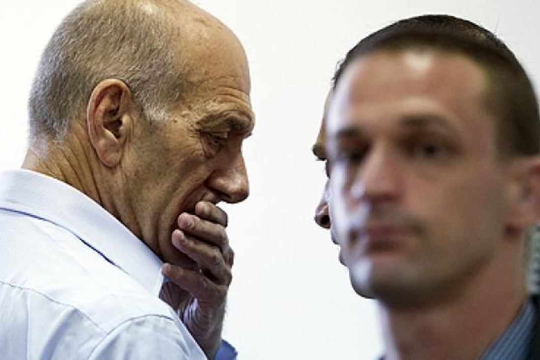Ex-Israeli Prime Minister Ehud Olmert appears in Jerusalem District Court. Photo: EPA