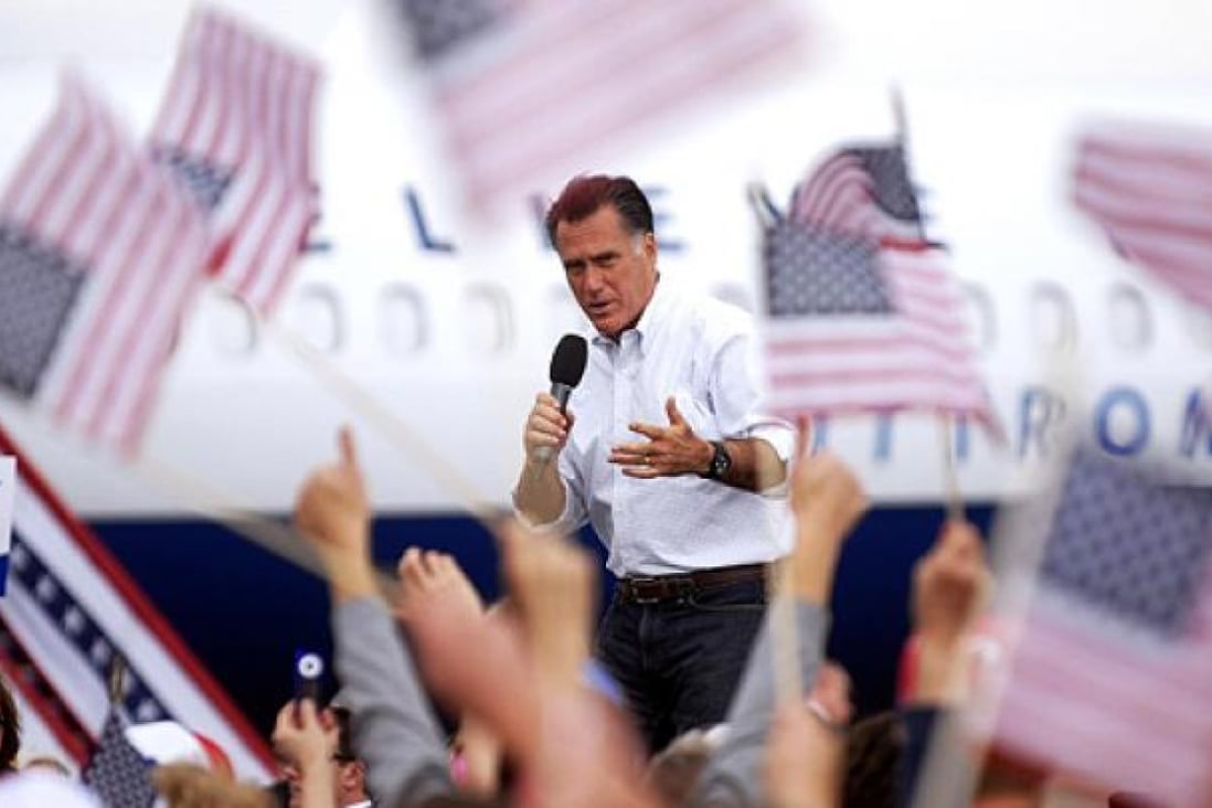 Republican presidential candidate Mitt Romney speaks at an aircraft museum in Pueblo, Colorado, on Monday. Photo: AP