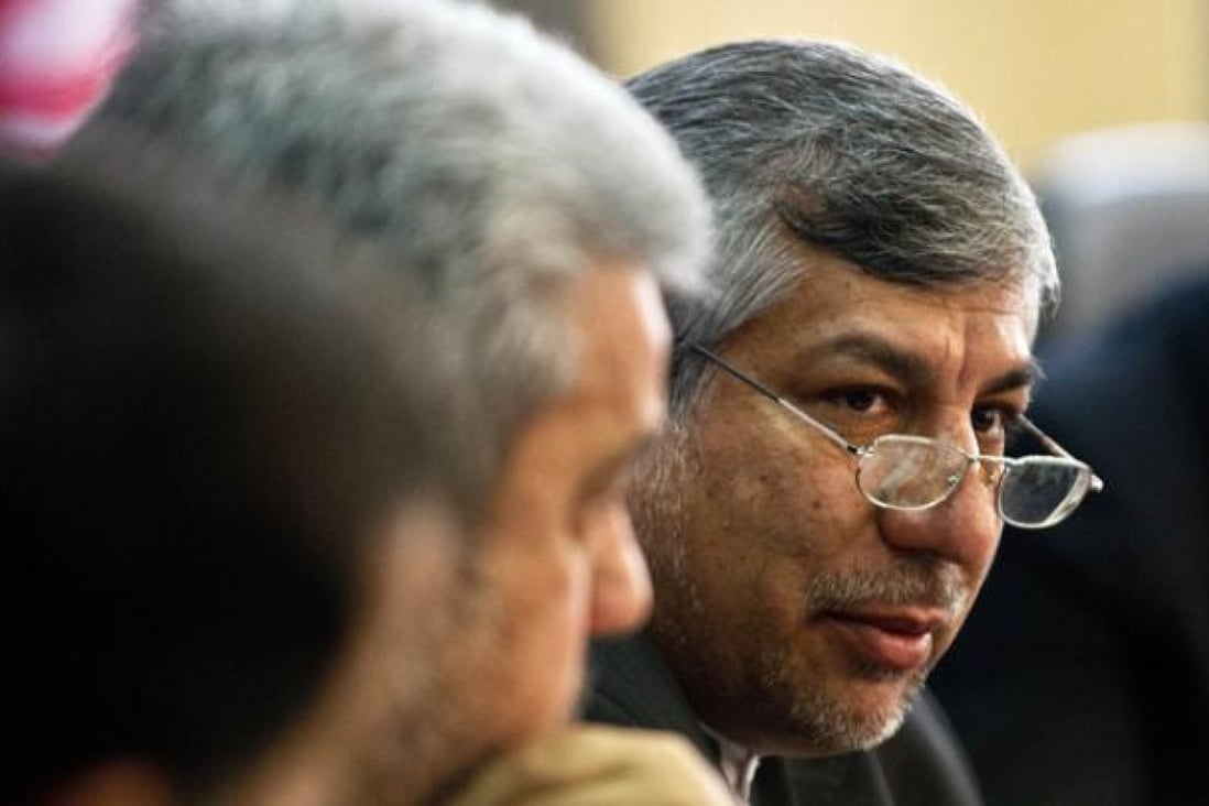 Iran Minister for Power Majid Namjoo delivers his speech during a business meeting in New Delhi on Wednesday. Photo: AFP
