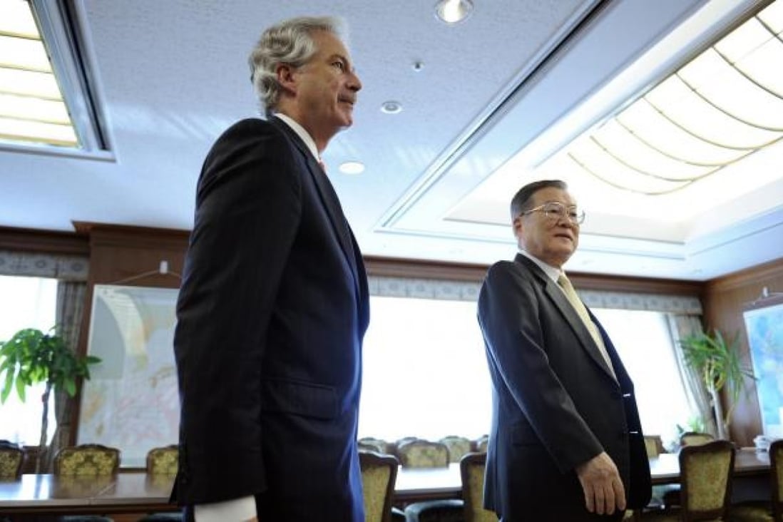 US Deputy Secretary of State William Burns (left) with Japan's defence minister, Satoshi Morimoto, in Tokyo last month. Photo: EPA