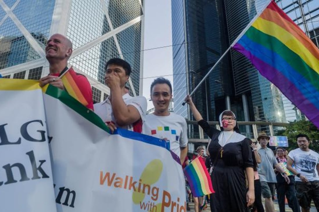 Participants take part in a Gay Pride parade in Hong Kong on November 10, 2012. Photo: AFP