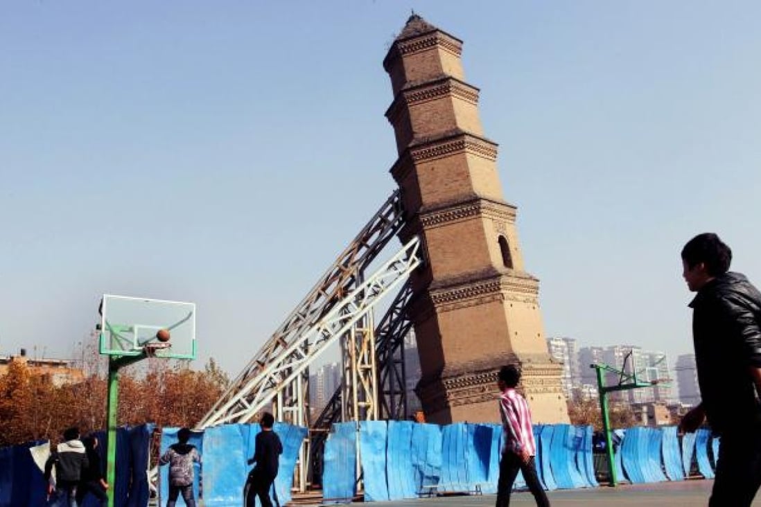 The Wanshou Temple in Xi'an. Who knew that China had its very own Leaning Tower? Photo: AFP