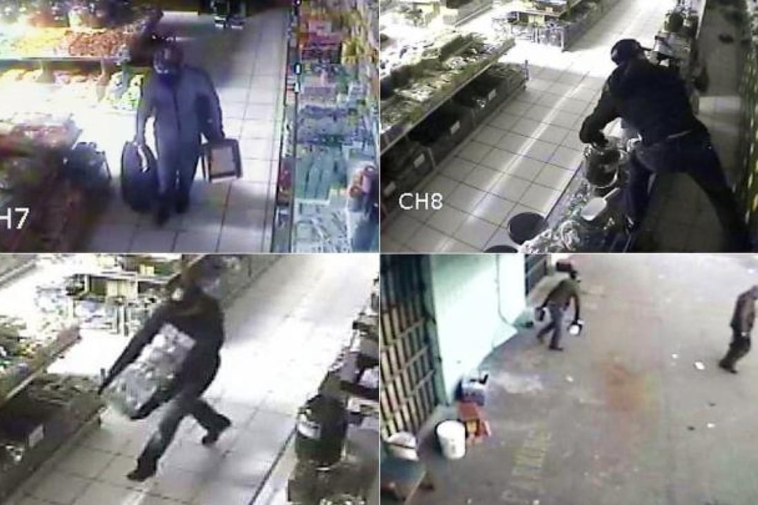 CCTV footage from the Tung Yun Tong Herbal store in Richmond, British Columbia, Canada, captures the thieves. Photos: SCMP