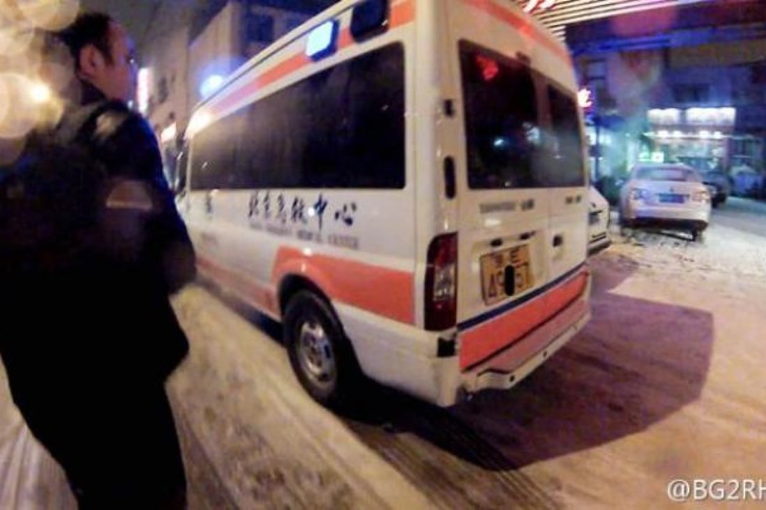 The photo of the ambulance posted by netizen @BG2RHY onto Sina Weibo. Photo: SCMP Pictures