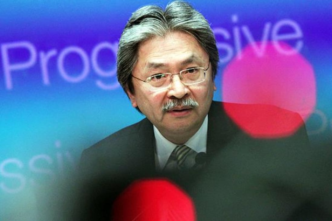 Financial Secretary John Tsang attends a news conference after delivering his budget speech at Central Government Office, Tamar. Photo: David Wong 