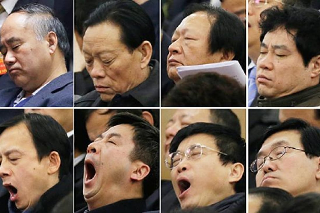 Tired delegates at the NPC. Photo: Reuters