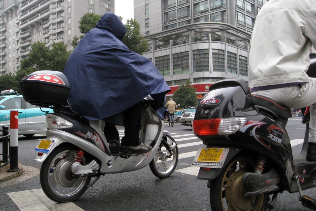 An electric bike on a road in Hangzhou. Photo: NYT