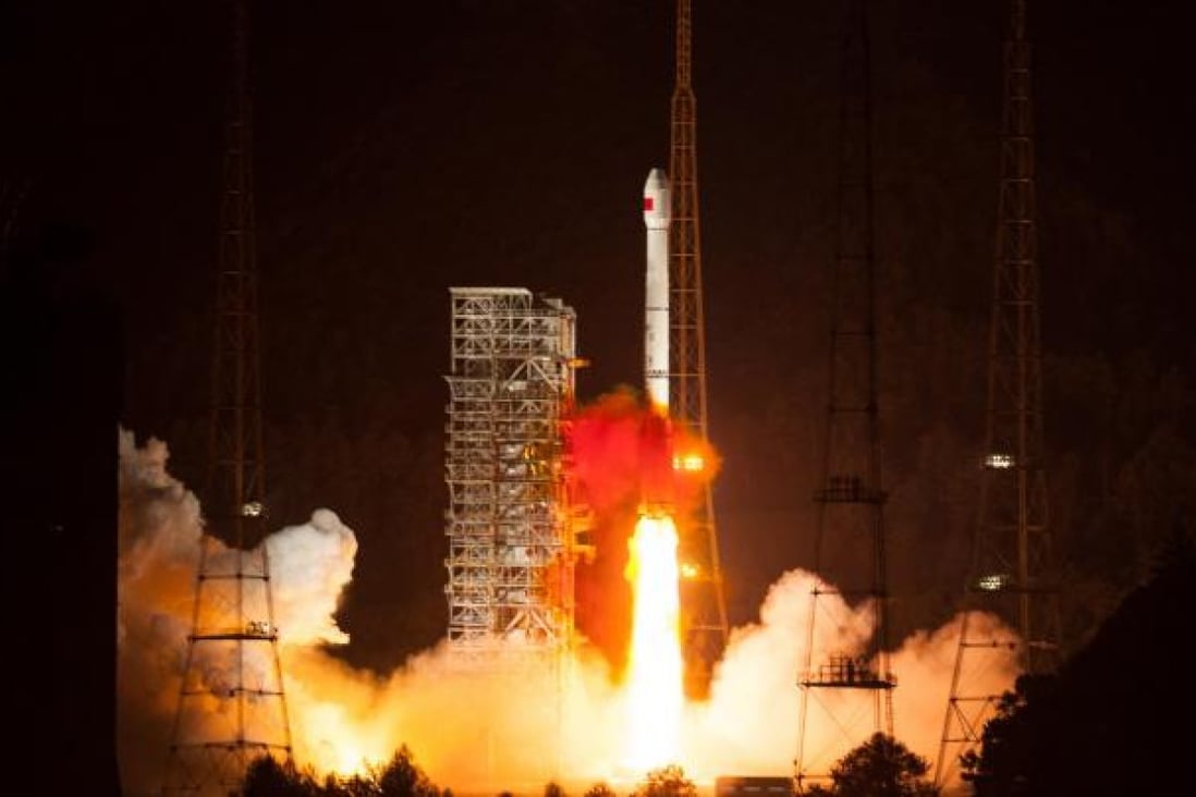 A Long March 3C rocket carries a satellite into space. Photo: Xinhua