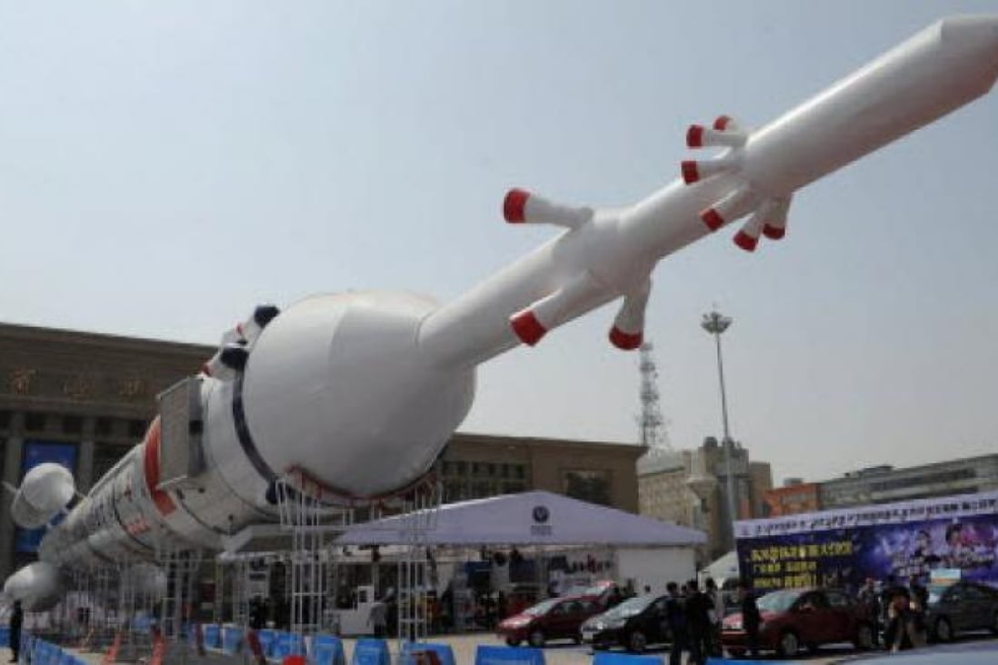 China's Long March 2F carrier rockets at a space exhibition in Hebei Museum in Shijiazhuang. Space is playing an increasing role in security talks between the US and China. Photo: Xinhua