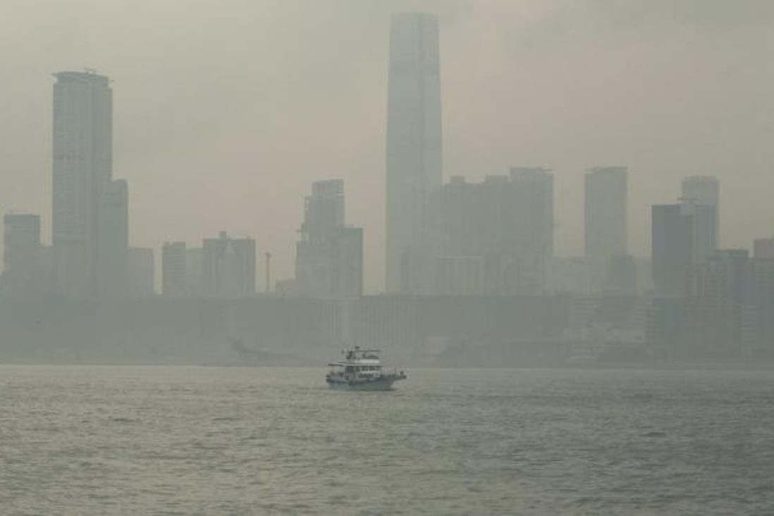 Hong Kong skyline on the third day of what the government has described as 'dangerous' levels of air pollution. Photo: EPA