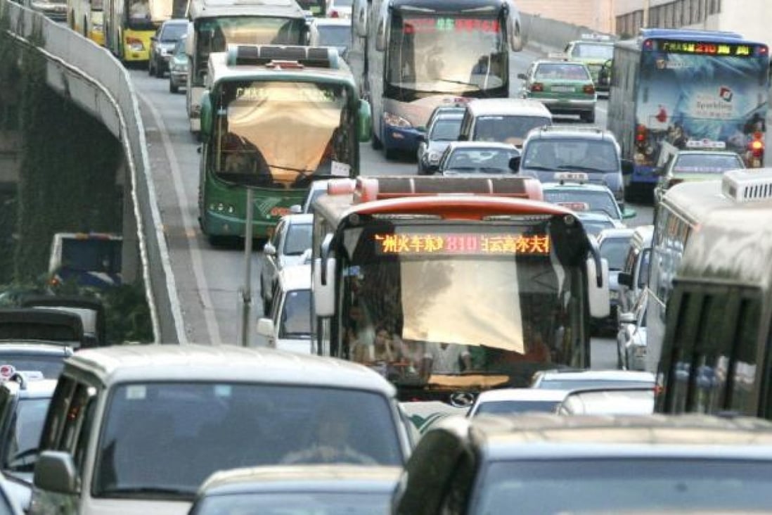 A traffic jam at rush hour in Guangzhou. Photo: NYT