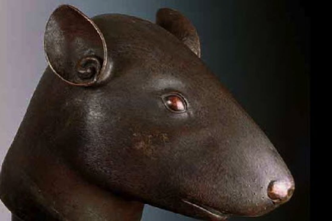 A bronze rat head is one of two 18th-century Chinese relics. Photo: SCMP pictures
