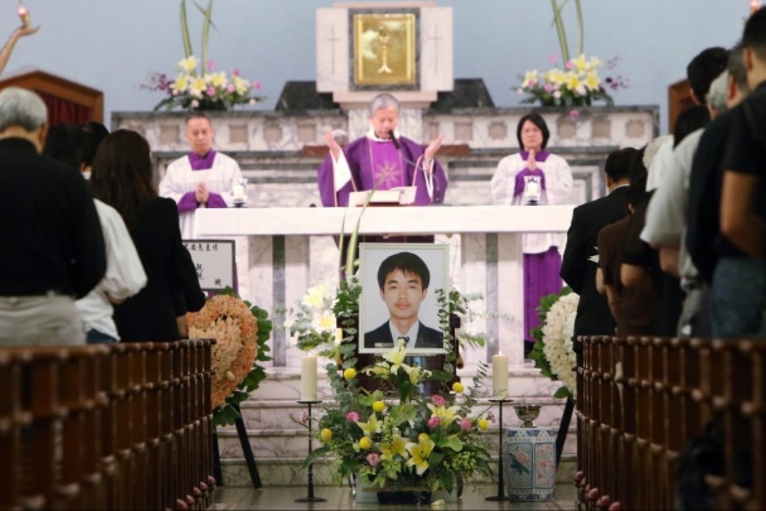 Mourners attend a requiem Mass for victim Thomas Koo Man-cheung at St Anthony's Church in Pok Fu Lam Road. Photo: Sam Tsang
