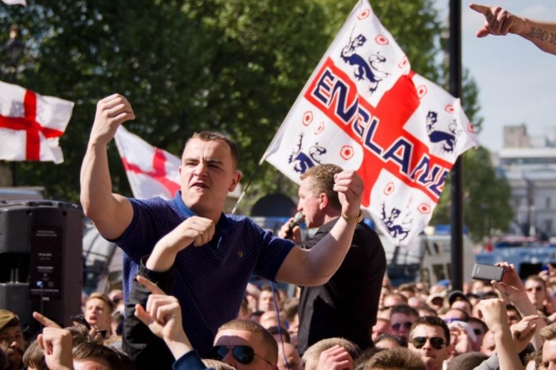 Members of the far-right English Defence League protest near Downing Street, central London. Photo: AFP
