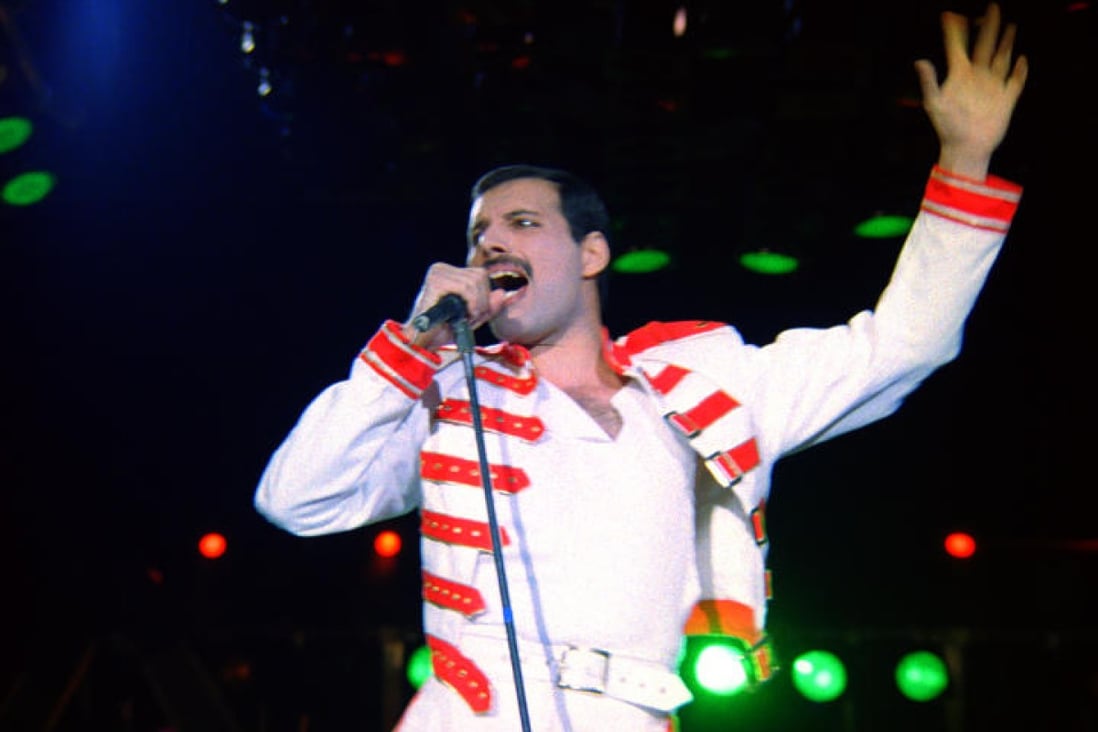 Freddie Mercury on stage in Budapest in 1986.