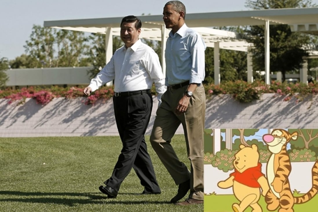 China's netizens have linked the two leaders to Winnie-the-Pooh and Tigger. Photo: Reuters and Weibo