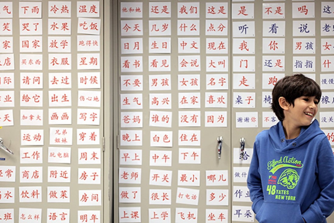 Chinese words are displayed in class at an international school. Photo: Paul Yeung