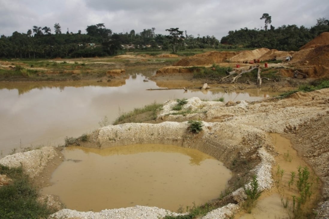 A small-scale mining site once mined by Chinese miners in Dunkwa-on-Offin in the center of Ghana. Photo: AFP