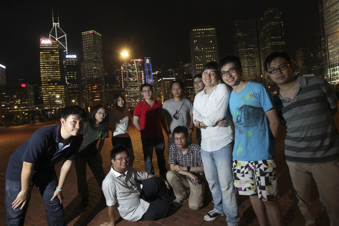Wikimedia Hong Kong's volunteers (front, from left): Tango Chan, Jeromy Chan, Simon Shek, Kris Cheng, Deryck Chan, Rover Wong; (back, from left): Vincent Tsui, Sherman Wong, Alexander Cheung, Calvin Siu, Samuel Chan.Photo: May Tse