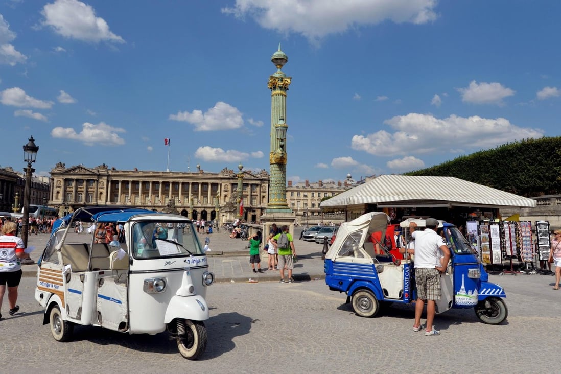 Tuk-tuks outside the Jardin des Tuileries in Paris. Photo: AFP