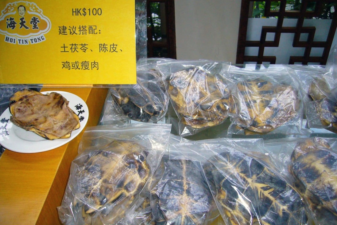 Turtle shells were being sold for HK$100 at the firm's Huizhou plant yesterday. Photo: Mimi Lau