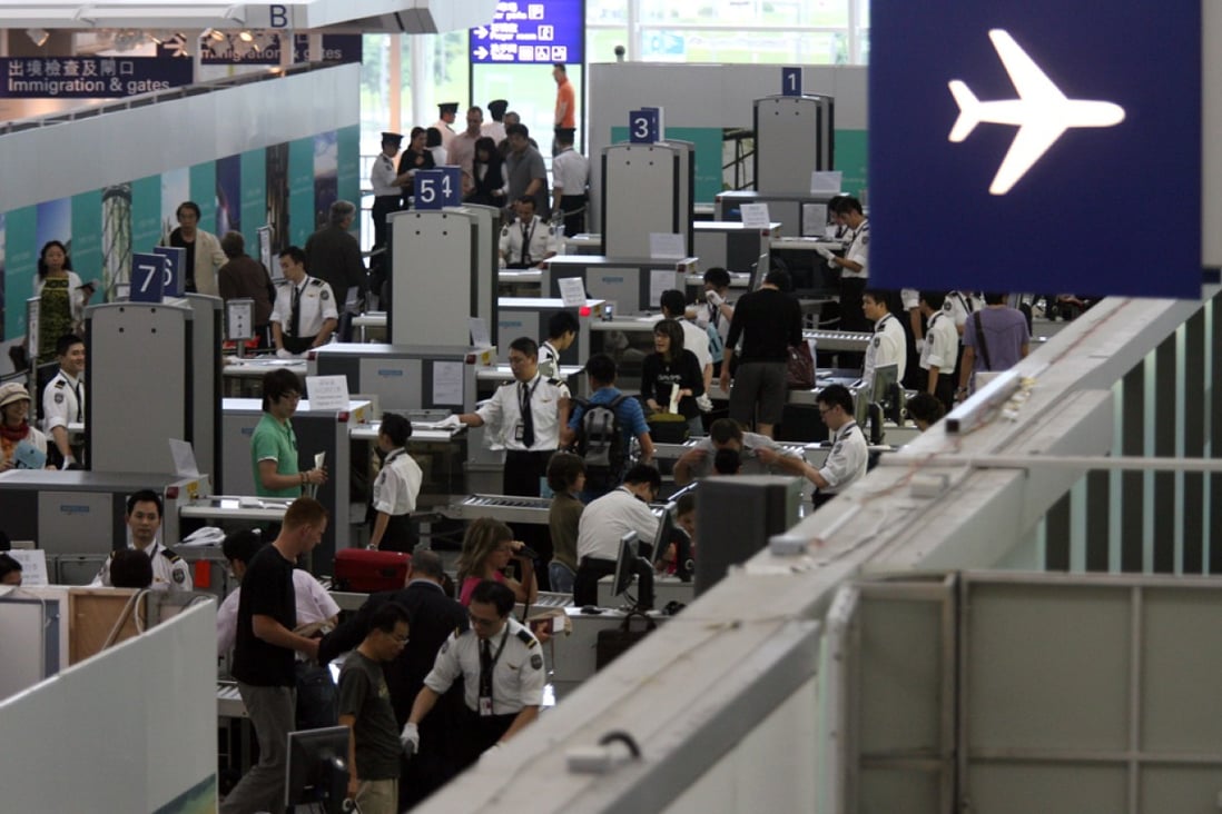 A transgender woman claims that immigration and customs officers behaved "like animals'' during a body search and mocked her during a nine-hour ordeal at Chek Lap Kok airport.