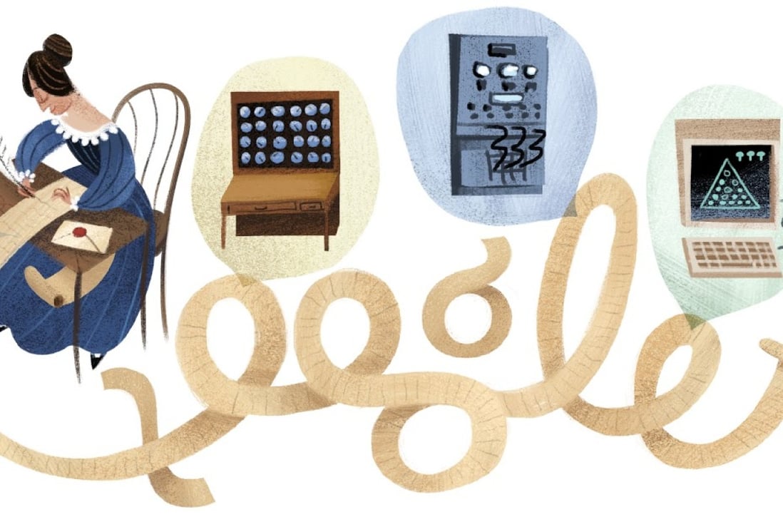 Digital Google Doodle honouring Lady Ada Lovelace, the creator of the very first computer algorithm, more than a century before any actual computers were built. Photo: Google