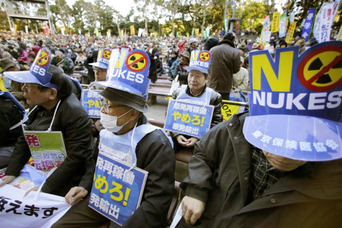 Anti-nuclear protesters gather at a rally in Tokyo. Photo: AP