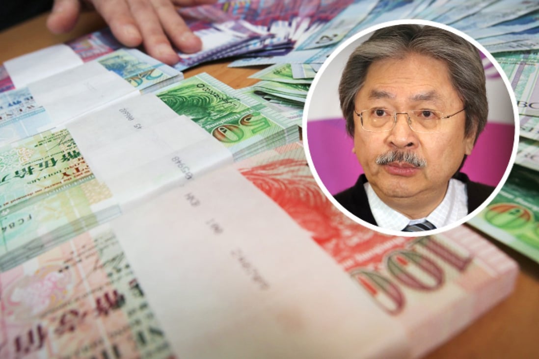 Hong Kong dollar banknotes and Financial Secretary John Tsang Chun-wah (inset). Photos: David Wong, K.Y. Cheng