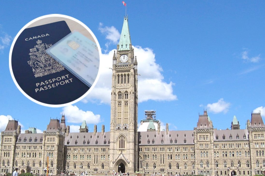 The Canadian Parliament in Ottawa and (inset) a Canadian passport and Hong Kong identity card. Ottawa is considering limiting consular help for dual citizens, which could affect the 300,000 Canadian citizens living in Hong Kong. Photos: SCMP Pictures