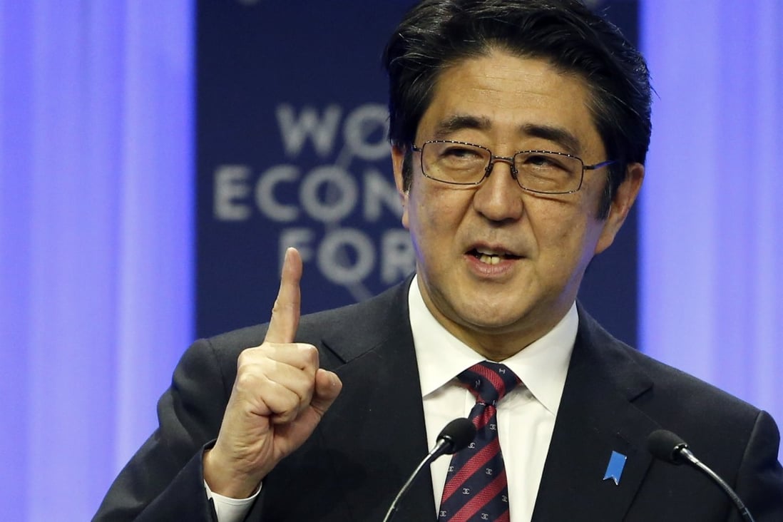 Japan's Prime Minister Shinzo Abe at the World Economic Forum in Davos. Photo: Reuters