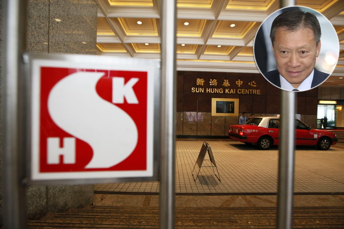 Walter Kwok Ping-sheung (inset) and Sun Hung Kai Properties' headquarters in Wanchai. Photos: AP, Sam Tsang