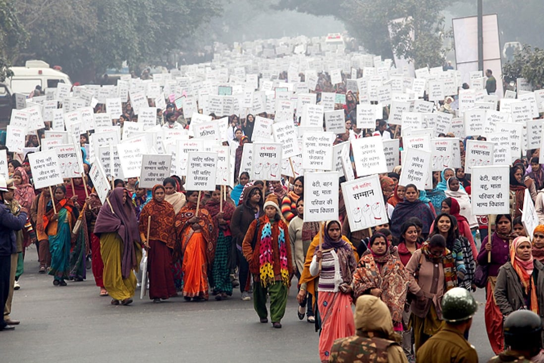 Hundreds march calling for increased safety for women amid rising anger about the treatment of women in India. Photo: EPA