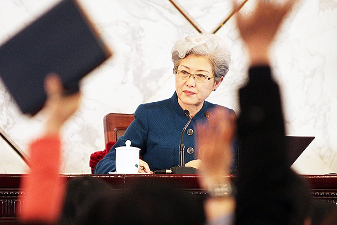 NPC spokeswoman Fu Ying said universal suffrage needed to be implemented "in accordance with the law". Photo: Simon Song