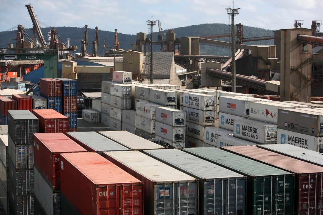 Containers stacked at the port of Santos in Brazil. The Latin American nation counts China as its largest trading partner. Photo: Bloomberg