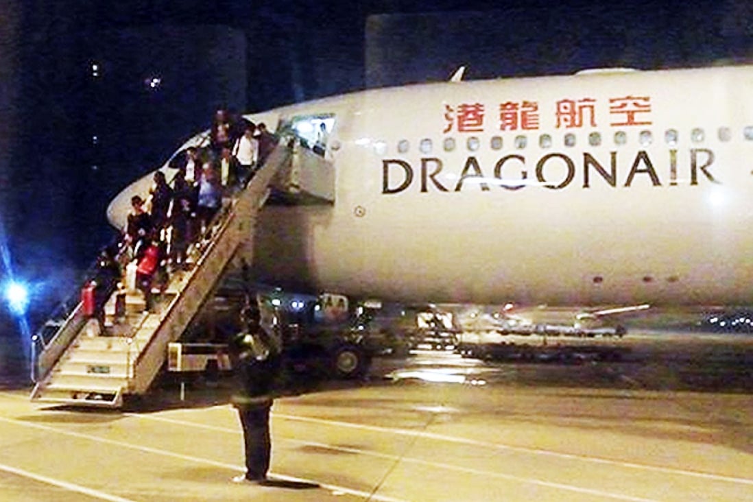 KA875 sits on the tarmac at Shenzhen airport. Photo: SCMP Pictures