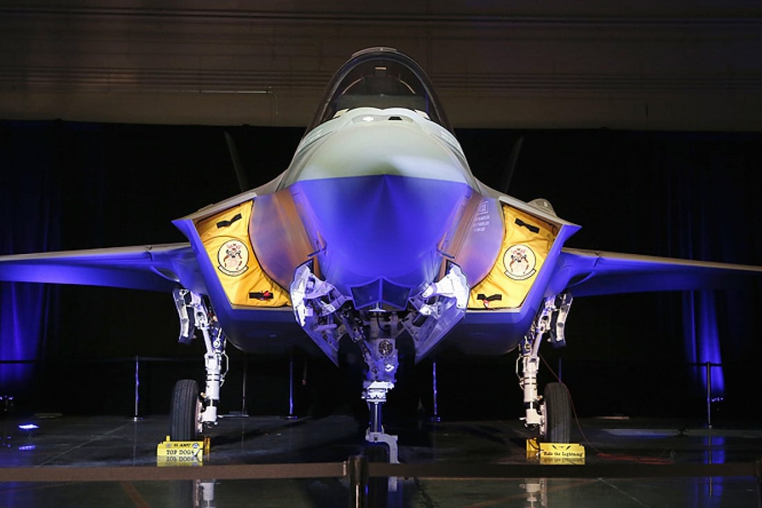 A new US Air Force F-35A fighter jet in a hangar prior to unveiling at Luke Air Force Base in Arizona. Photo: AP