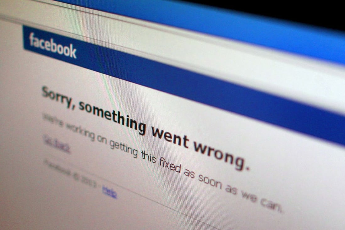 Facebook went down across the world at about 3.50pm Hong Kong time, setting off a flurry of panicked messages on other social media. Photo: Reuters