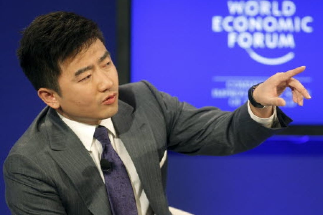 CCTV director and anchor Rui Chenggang moderates a session at the World Economic Forum in Davos, Switzerland. Photo: AP