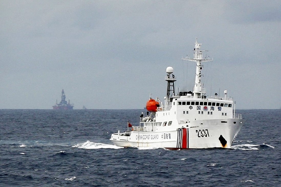 A Chinese coastguard vessel on patrol near the oil exploration rig in the South China Sea, which has now been moved. Photo: Reuters